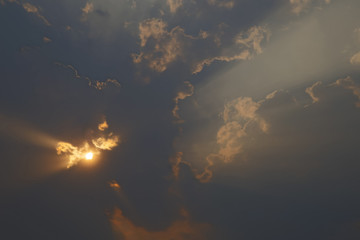 sun ray in cloudy day