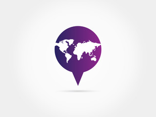 World map in pointer logo