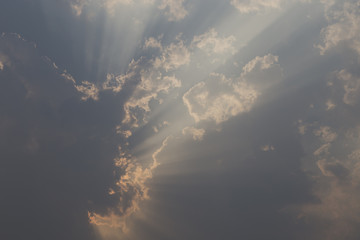sun ray in cloudy day