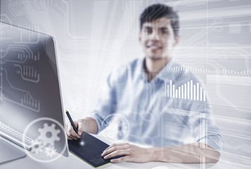 Handsome designer at work