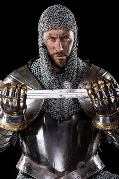 Medieval Warrior with chain mail armour and Sword