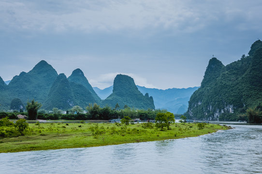 Beautiful mountains and river scenery