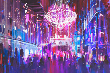 interior night club with bright lights,illustration painting - 109432749