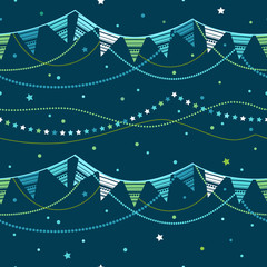 Party pennant bunting. Party seamless background. Vector seamless illustration.