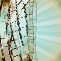 cinema retro background with film strips. vector