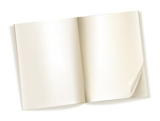 open blank magazine yellowish pages on white. vector