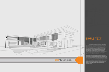 sketch design of public building on drawing table,vector