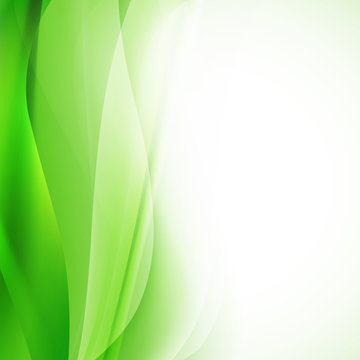 green abstract background with wavy lines. vector