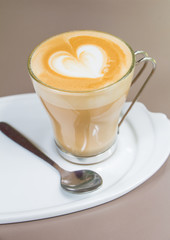 coffee latte art in coffee shop form of heart