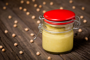 Natural diy homemade wasabi hummus