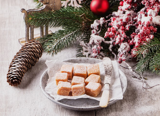 Creamy caramel fudge with fur tree