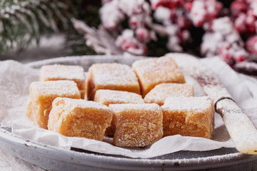 Creamy caramel fudge with fur tree