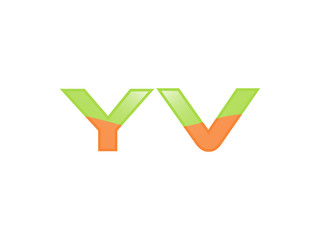 Green Orange shiny YV letters