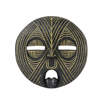 Old antique african tribal mask on white background