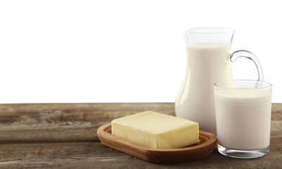 Conception of dairy food on table