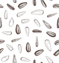 Seamless Sunflowers Seeds Background. Vector illustration.