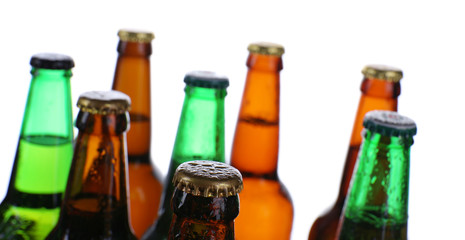 Bottles of beer isolated on a white