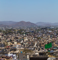 Buildings and Machla Hills in Udaipur