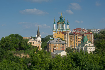 Fototapeta na wymiar Zamkova Hora hill with famous Saint Andrew's Church