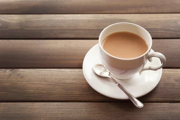 Crédence de cuisine en verre imprimé Theé Milk tea on wooden background.