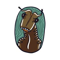 Brown Alien Cartoon Portrait