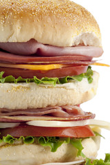cropped image of huge ham sandwich