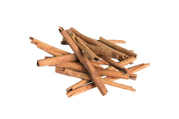 Isolated a pile of cinnamon stick on a white background