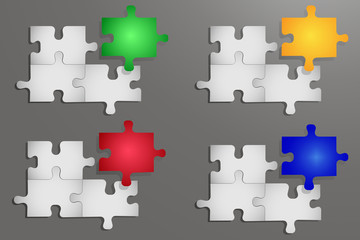 Naklejka premium Notice board of puzzle pieces on the gray background