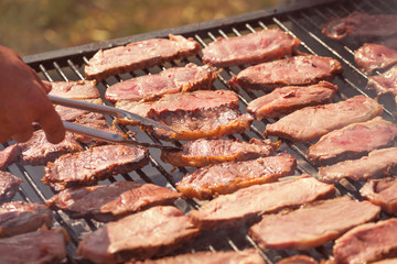 Roasted meat on the grill, parrilla, asado