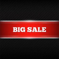 Big sale background. Red banner on black background