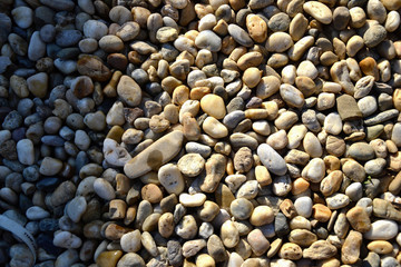 Small stones gravel texture. Naturally pebble textured background. Garden decor