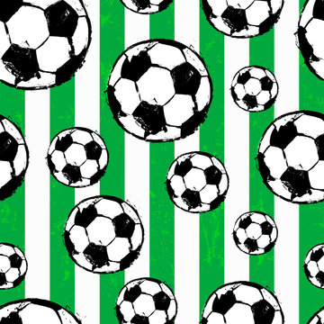 seamless background pattern, with soccer / football, paint strok
