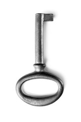 Vintage key on a white background