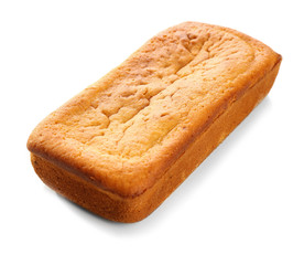 Delicious citrus cake loaf  on white background