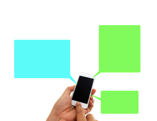 Phone in hand - to work on a smartphone with opening speech