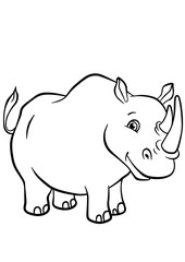 Cute rhinoceros stands and smiles.