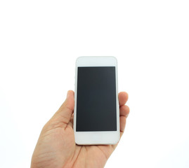 Phone in hand - to work on a smartphone with a blank screen