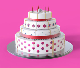 3d Isolated White Cake Illustration