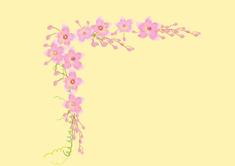 pink flowers frame or border  background vector illustration