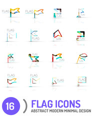 Fototapeta na wymiar Flag icon logo set, linear design
