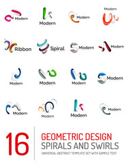 Logo collection, ribbon waves, swirls, spirals