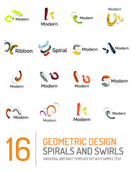 Logo collection, ribbon waves, swirls, spirals