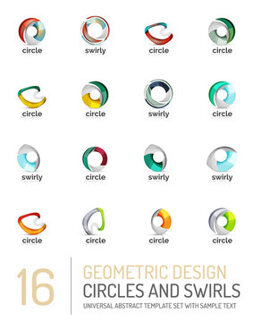 Geometric abstract circles and swirls icon set