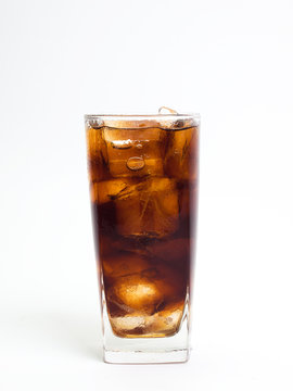 Cola with ice cubes