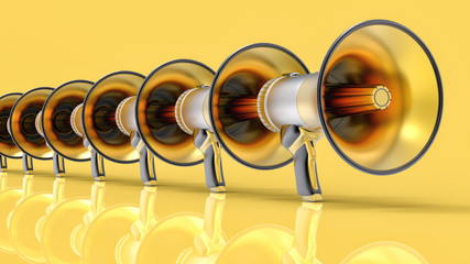 3D Isolated Megaphone Group Illustration
