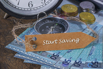 Start Saving With Text Writting-Concept Photo.