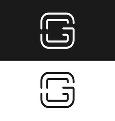 Vector letter G logo icon design template. Black and white version
