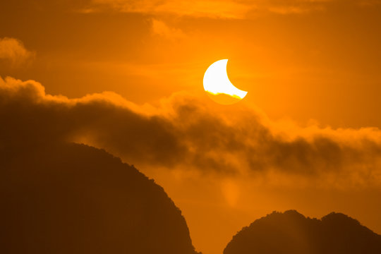 Solar eclipse on the 9th March 2016 at Phang Nga, Thailand
