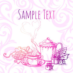 beautiful vintage vector banner with tea
