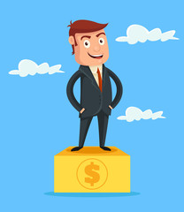 Successful rich man. Vector flat cartoon illustration